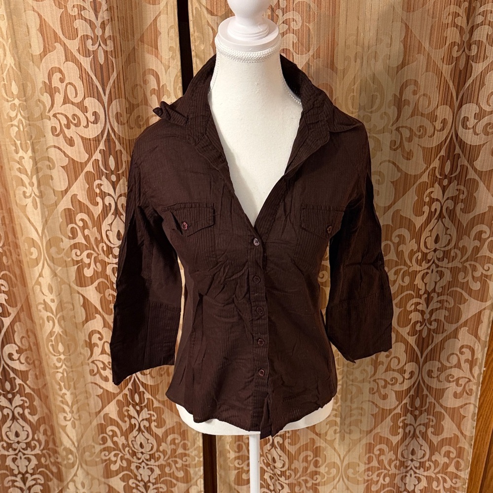 Andrew & Co Dark Brown Button-Down Shirt